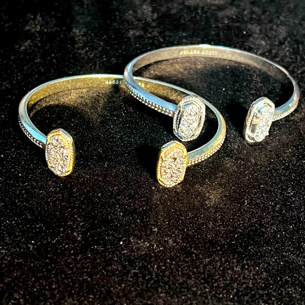 Kendra scott silver and gold drusy cuff bracelet